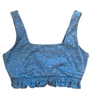 Thrive Societe Blue Ruffle Back Sports Bra Size Medium No Padding